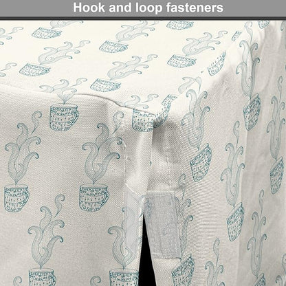 Lunarable Drinks Dog Crate Cover, Soft Pattern of Hand Drawn Hot Tea Cups Sketched Beverages Design, Easy to Use Pet Kennel Cover for Cats & Medium Dogs, 30 Inch, Eggshell and Pale Teal