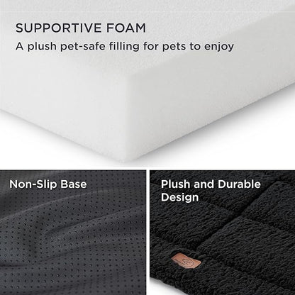 Bedsure Washable Dog Crate Bed for Small Dogs, Reversible Foam Floor Dog Mat, Lightweight Travel Flat Pet Beds for Indoor & Outdoor Dogs (24" x 18", Black)