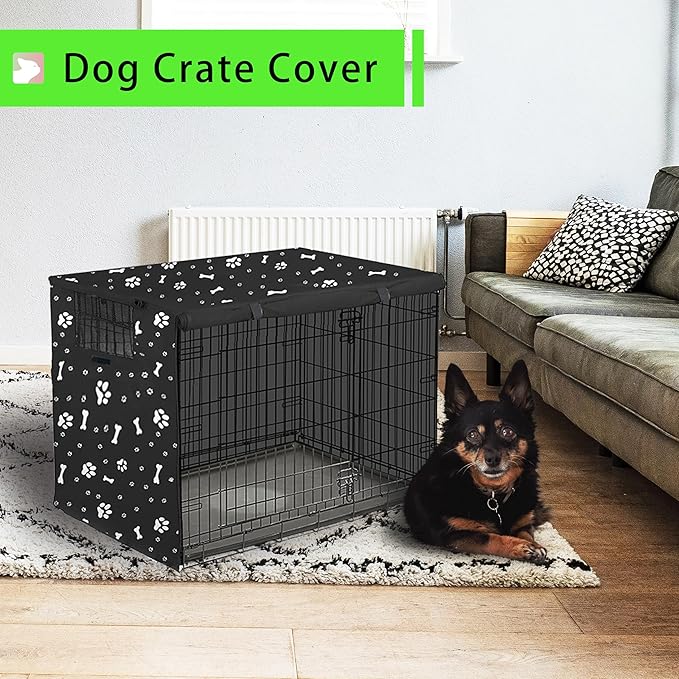 Dog Crate Cover, Dog Kennel Cover, Durable Breathable Dog Crate Cover 36 inch, Windproof Water Resistant Sun Protection Crate Cover Outdoor/Indoor, Black -S (36" L x 23" W x 25" H)