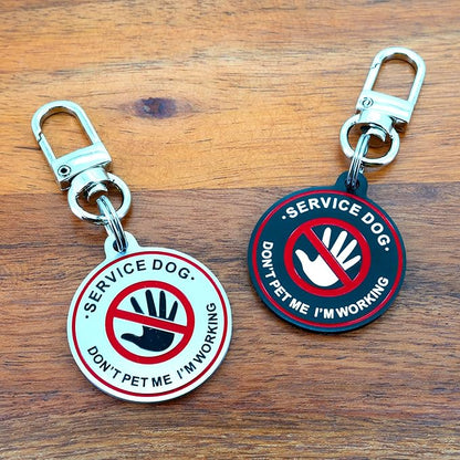 Service Dog ID Tag for Small & Large Dogs - Emotional Support ESA Medical Alert Collar Accessory - Durable Stainless Steel Service Animal Tag - Don't Pet Me Service Tag in Black Large