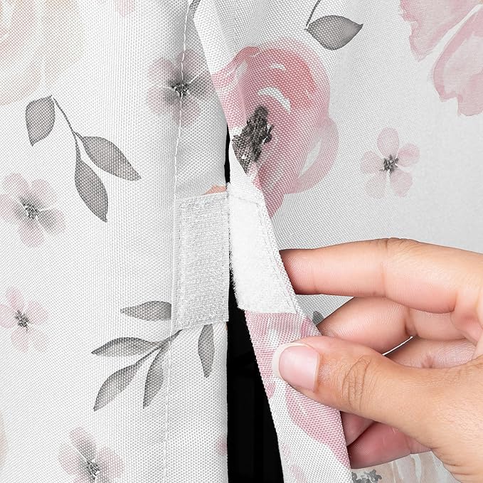 Sweet Jojo Designs Blush Pink Grey Boho Floral Dog Crate Cover – Kennel Covers for 48 Inch Pet Cage Large - Bohemian Farmhouse Shabby Chic Rose Lily Watercolor Flower Elegant Gray and White