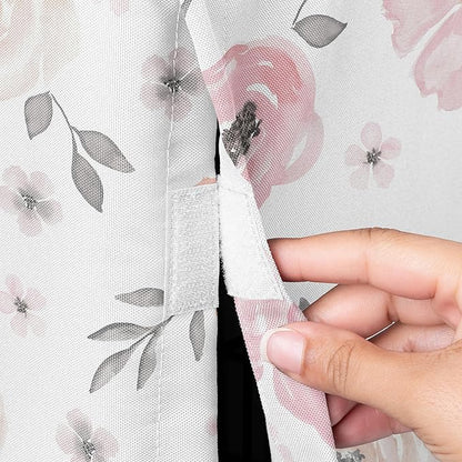 Sweet Jojo Designs Blush Pink Grey Boho Floral Dog Crate Cover – Kennel Covers for 48 Inch Pet Cage Large - Bohemian Farmhouse Shabby Chic Rose Lily Watercolor Flower Elegant Gray and White