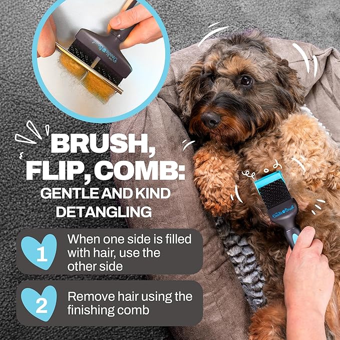 Doodle Brush for Dogs – Dog Brush for Doodle, Goldendoodle, Bernedoodle, Poodles – Flexible Head Dog Detangler for Dematting - Brushes for Doodles - Slicker Brushes for Grooming - Single Head
