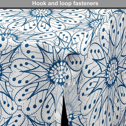 Ambesonne Blue and White Dog Crate Cover, Dutch Tile Design with Large Flowers and Detailed Petals Antique Ethnic, Easy to Use Pet Kennel Cover for Medium Large Dogs, 42 Inch, White Blue