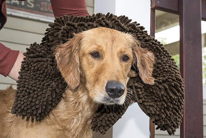 Furhaven 60" x 48" Highly Absorbent Dog Door Mat for Muddy Paws, 100% Washable, Perfect for Entryway, Kitchen, & Bathroom Use - Chenille Shammy Rug - Mud (Brown), Jumbo Plus/XXXL