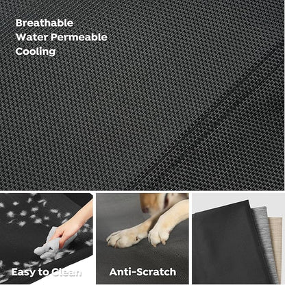 Veehoo Cooling Elevated Dog Bed, Raised Dog Beds for Large Dogs, Outdoor Dog Bed with Guardrail, Upgraded Non-Slip Feet, Breathable Teslin Mesh, Portable Camping Dog Cot, 53 x 33 Inches, Black