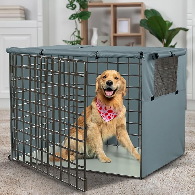 Utopia Home Dog Crate Cover, Waterproof Dog Kennel Cover 42 Inch - Gray, 600D Heavy Duty Dog Cage Cover Universal Fit for Most Wire Pet Crates - 42 x 28 x 30 Inch (Cover Only)