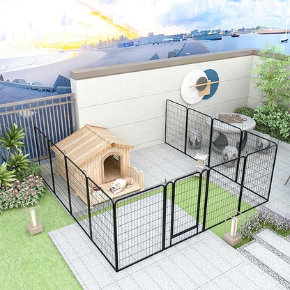 Metal Dog Playpen Outdoor, 40" Height 6 Panels Pet Kennel Crate for Small/Medium/Large Dogs, Heavy Duty Metal Playpen with Door, Indoor Portable Dog Fence Pet Exercise Pen for Yard RV Camping
