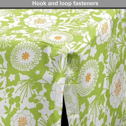 Ambesonne Botanical Dog Crate Cover, Abstract Pattern with Floral Details Spring Beauty Blossom, Easy to Use Pet Kennel Cover for Medium Large Dogs, 42 Inch, Apple Green Pale Orange