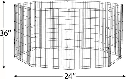 New World Dog Exercise Pen & Playpen, 24" W x 36" H, No Door, Black