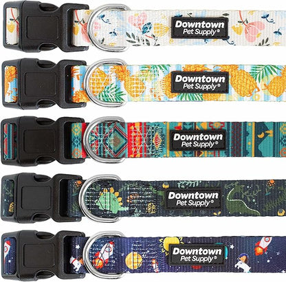 Downtown Pet Supply - Best, Cute & Fancy Dog Collar - Lightweight Adjustable Dog Collar with Quick Buckle & D-Ring - Hand Wash Safe - Pineapple - L - Large Dog Collar