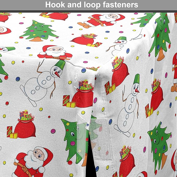 Ambesonne Christmas Dog Crate Cover, Xmas Santa Claus Tree on Colorful Polka Dot Backdrop Surprise Boxes Art, Easy to Use Pet Kennel Cover for Medium Large Dogs, 48 Inch, Green and Red