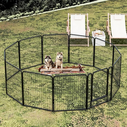 KEIKI 6 Panels 31.7" H Heavy Duty Metal Playpen with Door for Dog Fence,Pet Exercise Pen Versatile Shape for Outdoor Indoor