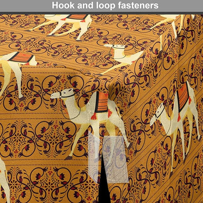Lunarable Camel Dog Crate Cover, Traditional Pattern with Strokes Desert Animal Repetition in Folk Accessories, Easy to Use Pet Kennel Cover for Medium Large Dogs, 36 Inch, Apricot and Cream