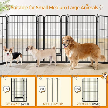 Yaheetech Dog Playpen Outdoor, 47 inch 12 Panels Dog Pen Indoor Heavy Duty Puppy Exercise Pen Metal Pet Fence for RV Camping/Yard/Garden