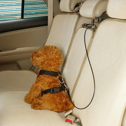Dog Car Seat Belt, Stainless Steel Cable Chew Proof Pet Car Seat Belt Safety Restraint Tether Puppy Vehicle Seat Belt Double Clip Chew Proof Dog Car Leash Lead(40 inch)