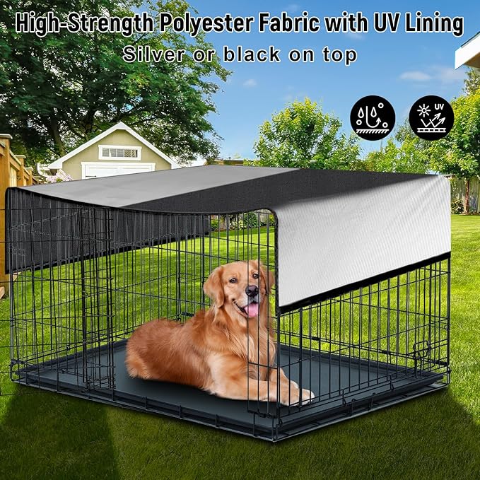 SIRUITON Dog Playpen Cover, with Sun/Rain Cover. Sun Shade Specialized Dog Playpen Fits for 24/32/40/45/50" H 8 Panels Dog Playpen. (Note: Cover Only)