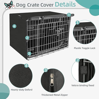 Dog Crate Cover, 30 Inch Dogs Kennel Covers for Medium and Large Puppy, Lightweight 600D Polyester Fabric,Machine Wash & Dry, Black