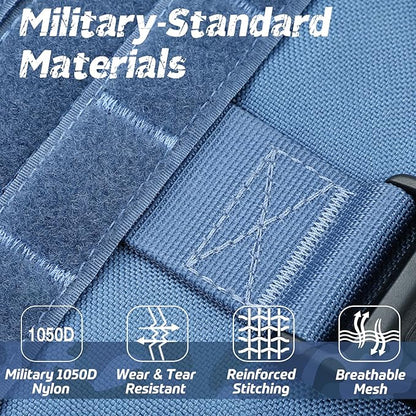 rabbitgoo Tactical Dog Harness Vest Medium with Handle, Military Dog Harness Working Dog Vest with MOLLE & Loop Panels, No-Pull Adjustable Training Vest, Blue, M
