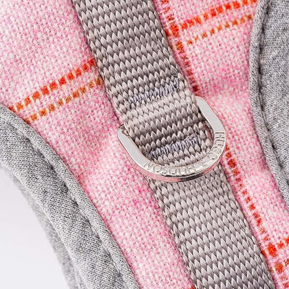 HUGO & HUDSON Dog Harness, No-Pull Anti Choke Tweed Harness Vest, Pink Checkered, M