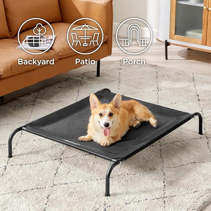 Bedsure Medium Elevated Outdoor Dog Bed - Raised Dog Cots Beds for Medium Dogs, Portable Indoor & Outdoor Pet Hammock Bed with Skid-Resistant Feet, Frame with Breathable Mesh