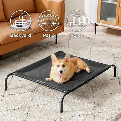 Bedsure Medium Elevated Outdoor Dog Bed - Raised Dog Cots Beds for Medium Dogs, Portable Indoor & Outdoor Pet Hammock Bed with Skid-Resistant Feet, Frame with Breathable Mesh