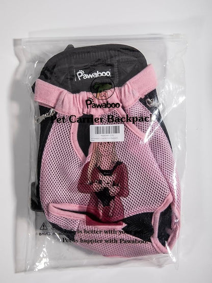 Pawaboo Pet Carrier Backpack, Adjustable Pet Front Cat Dog Carrier Backpack Travel Bag, Legs Out, Easy-Fit for Traveling Hiking Camping for Small Medium Dogs Cats Puppies, Small, Pink