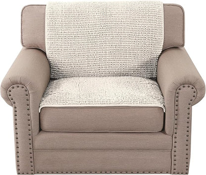 H.VERSAILTEX Plush Chenille Couch Armrest Cover 2 Packs Thick and Soft Sofa Covers Furniture Protector Cover for Pets (27.5" x 27.5", Ivory)