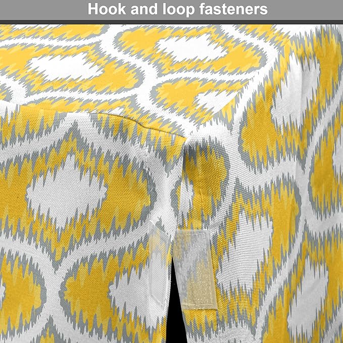 Lunarable Mustard Dog Crate Cover, Eastern Ikat Style Pattern with Modern Blurry Color Distortion Effects, Easy to Use Pet Kennel Cover for Cats & Medium Dogs, 24 Inch, Grey Yellow