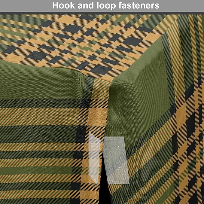 Lunarable Plaid Dog Crate Cover, Tartan Pattern in Autumn Tones Old Fashioned Design Country Illustration, Easy to Use Pet Kennel Cover for Small Dogs Puppies Kittens, 18 Inch, Olive Green Mustard