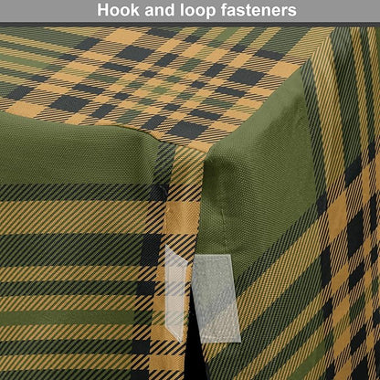 Lunarable Plaid Dog Crate Cover, Tartan Pattern in Autumn Tones Old Fashioned Design Country Illustration, Easy to Use Pet Kennel Cover for Small Dogs Puppies Kittens, 22 Inch, Olive Green Mustard