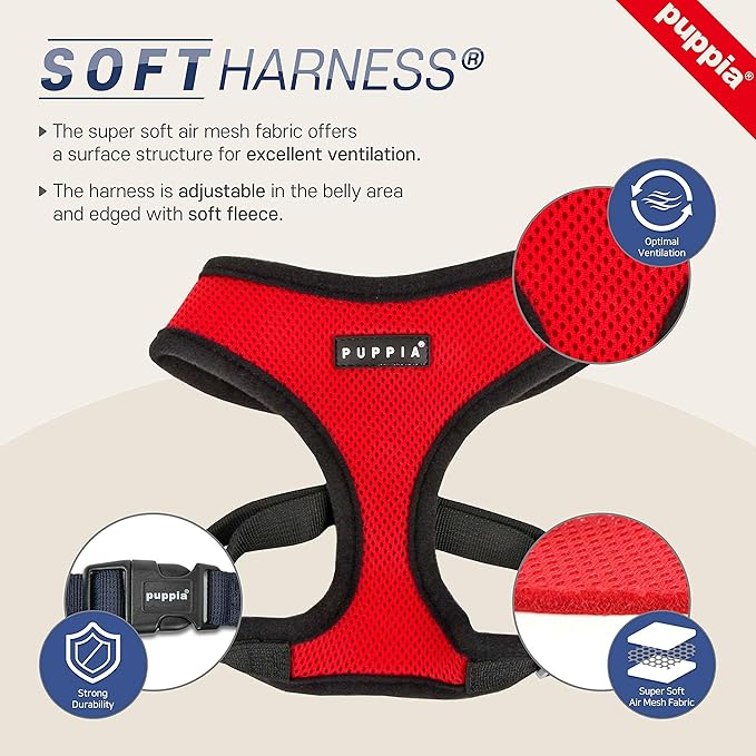 Puppia Soft Dog Harness, Wine, X-Large (PDCF-AC30-WN-XL)