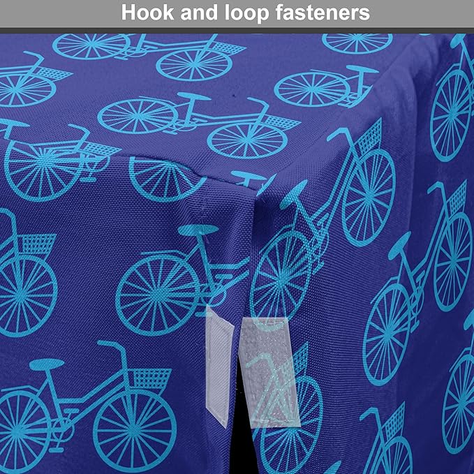 Lunarable Contemporary Blue Dog Crate Cover, Repetitive Pattern with Silhouette Style Bicycles, Easy to Use Pet Kennel Cover for Medium Large Dogs, 36 Inch, Dark Violet Sky Blue