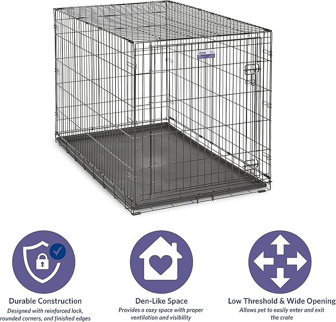 MidWest Homes for Pets Newly Enhanced Single & Double Door iCrate Dog Crate, Includes Leak-Proof Pan, Floor Protecting Feet, Divider Panel & New Patented Features