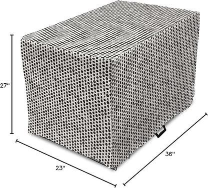 Lunarable Abstract Dog Crate Cover, Monochrome Grunge Pattern with Modern Round Shapes Print, Easy to Use Pet Kennel Cover for Medium Large Dogs, 36 Inch, Grey Charcoal