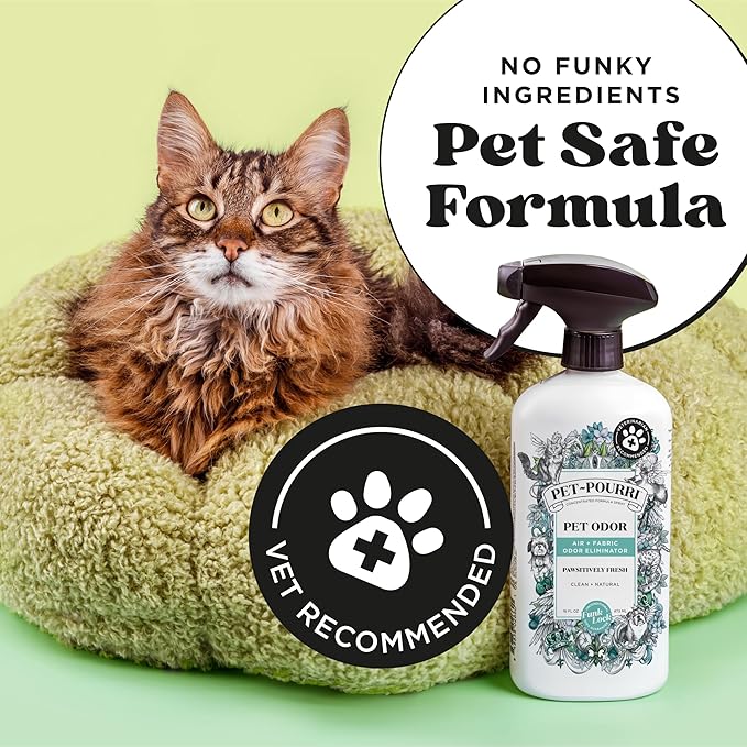 Pet-Pourri Pet Odor Air + Fabric Odor Eliminator Spray, Pawsitively Fresh, 16 Fl Oz