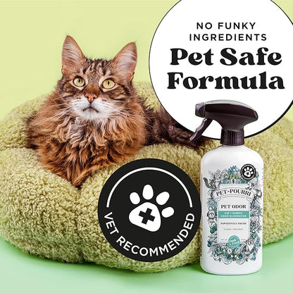 Pet-Pourri Pet Odor Air + Fabric Odor Eliminator Spray, Pawsitively Fresh, 16 Fl Oz