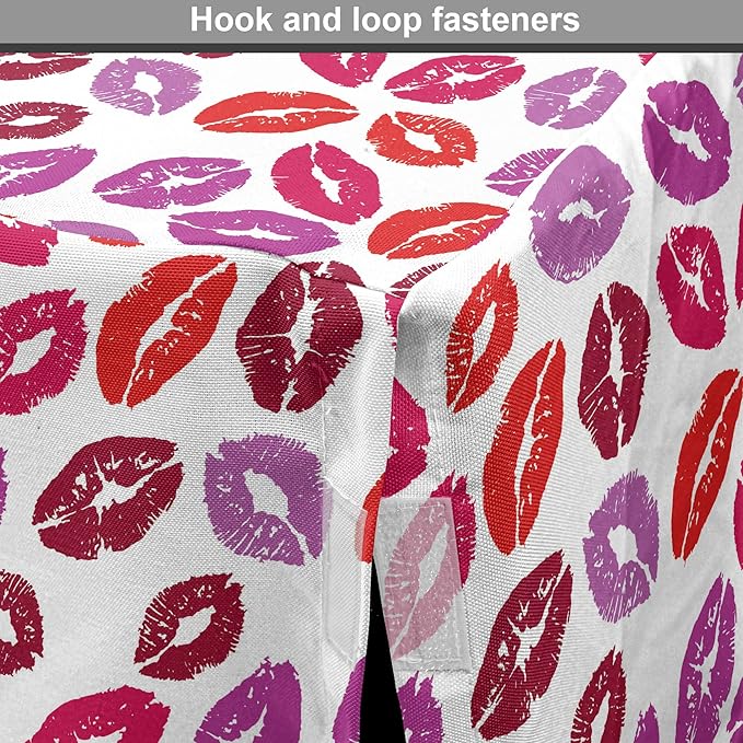 Lunarable Kiss Dog Crate Cover, Fun Colorful Design Lipsticks Kisses Fashion Illustration Print Artwork, Easy to Use Pet Kennel Cover for Medium Large Dogs, 48 Inch, Fuchsia and Raspberry
