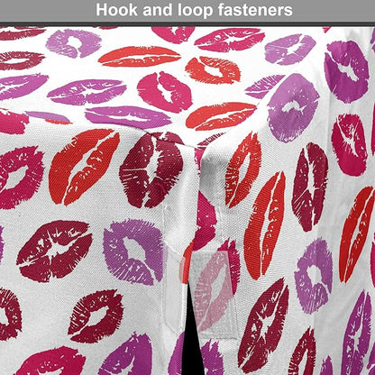 Lunarable Kiss Dog Crate Cover, Fun Colorful Design Lipsticks Kisses Fashion Illustration Print Artwork, Easy to Use Pet Kennel Cover for Medium Large Dogs, 48 Inch, Fuchsia and Raspberry