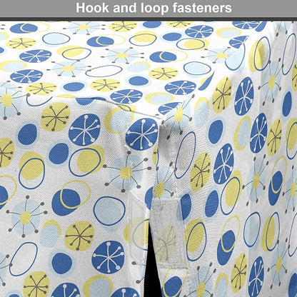 Lunarable Yellow and Blue Dog Crate Cover, Random Doodle Circles Abstract Floral Pattern, Easy to Use Pet Kennel Cover for Small Dogs Puppies Kittens, 22 Inch, Pale Yellow Pale Blue
