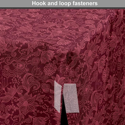 Lunarable Burgundy Dog Crate Cover, Cheerful Nature Inspired Gardening Pattern with Blooming Flowers Ornate Style, Easy to Use Pet Kennel Cover for Medium Large Dogs, 48 Inch, Burgundy Coral
