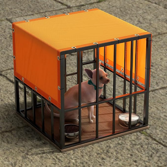 ColourTree 9' x 9' Orange Custom Size Waterproof Shade Cloth with Grommets - 90% Sunblock, Durable Mesh Fabric Tarp for Dog Kennel Cover, Fence Privacy Screen, Greenhouse, Coop & Pet Playpen