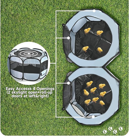 Small Animals Playpen Pop up Small Pet Cage Enclosure Hutch Kennel Tent Chick Run Brooder Box Coop Portable Foldable Outdoor Yard Fence for Kitten Ferret Puppy Guinea Pig Rabbit Hamster Chinchillas