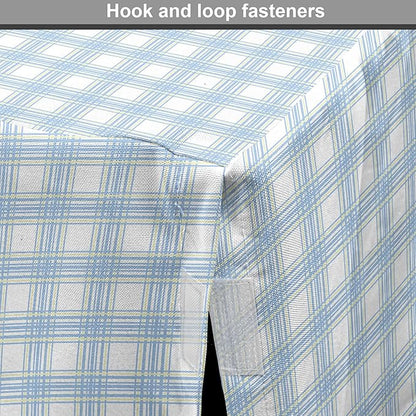 Lunarable Plaid Dog Crate Cover, Geometrical Striped Old Fashioned Pattern Pastel Colors Country, Easy to Use Pet Kennel Cover for Cats & Medium Dogs, 24 Inch, Pale Blue Yellow White