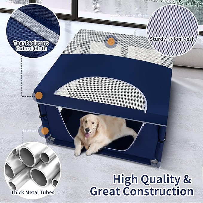 Dog Kitten Playpen with Play Pen Cover for Cat Indoor, 42x42 x25.5 Puppy Playpen for Small Pet with See-Through Topper Proof Enclosed Door Dog Pen, Sturdy Warm Protable Playpen Pen for Cat