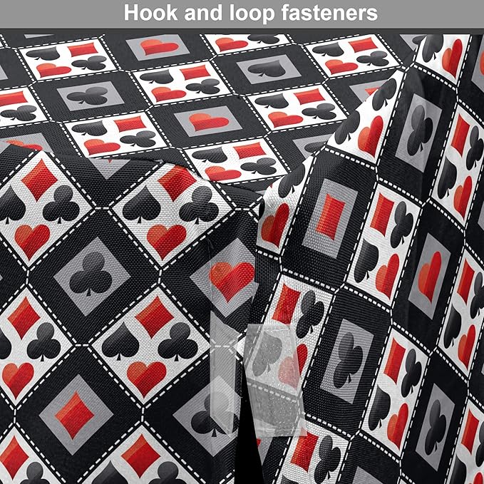 Lunarable Casino Dog Crate Cover, with Geometrical Design and Mosaic Composition Gamblers Club, Easy to Use Pet Kennel Cover for Medium Large Dogs, 48 Inch, Black Red Grey