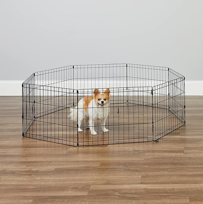 New World Dog Exercise Pen & Playpen, 24" W X 18" H, No Door, Black B550-18