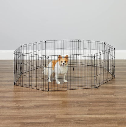 New World Dog Exercise Pen & Playpen, 24" W X 18" H, No Door, Black B550-18