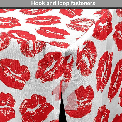 Lunarable Kiss Dog Crate Cover, Rhythmic Make up Red Luscious Lips Lipstick Imprint Illustration, Easy to Use Pet Kennel Cover for Medium Large Dogs, 42 Inch, Dark Pink and White