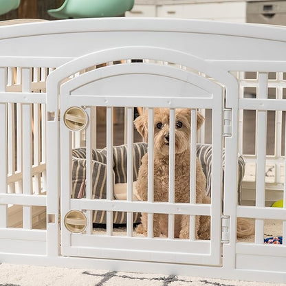 IRIS USA 24" 4-Panel Dog Playpen with Door, 35 x 35 x 24, Puppy Playpen, Dog Play Pen Indoors, Pet Fence, Small Pets, White
